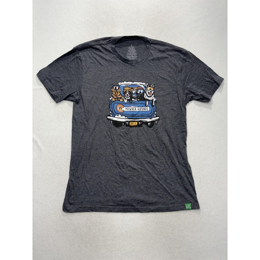 Wild Tribute Shirt Mens Large Gray Powder Hounds Dog Ski Colorado Graphic Tee